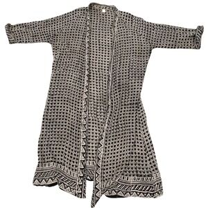Ava White Raven Hand Block Print‎ Boho Kimono Duster – Lightweight Cotton